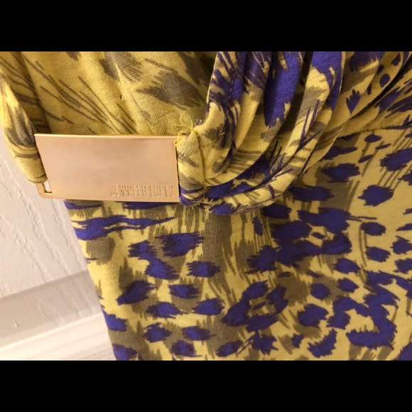 Animal Print Yellow & Purple Jennifer Lopez —JLo—Sleeveless Faux Wrap Top - Picture 4 of 6